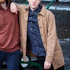 NEW! MTN.HEAD MUTTONHEAD WOOL OVERCOAT SHIRT JACKET CAR COAT GRAY UNISEX sz XS